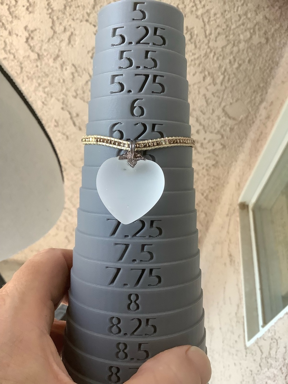 Beaded Bracelet with Frosted Heart Charm